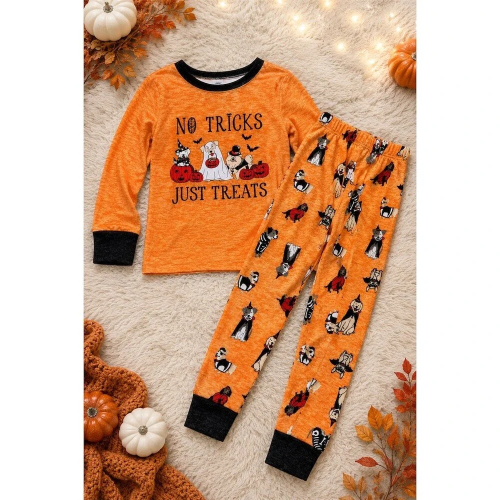 Trick Treat Sleep Toddler Pajama Set Unisex Kids 4T Orange Halloween